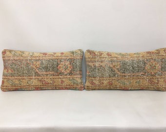 Bohemian Pair Pillow, Muted Color Pillow Case, Set of Two Pillows, Rustic Home Decor Pillow Covers, Matching Pillow Case, Pair Lumbar