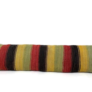 Extra Long Kilim Lumbar Pillow Cover for Bed, Bedding Long Pillow Case, Turkish Vintage Handmade Lumbar Pillow 12x48 İnch Long Lumbar Pillow
