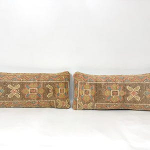 9&quot; X 21&quot; Turkish Anatolian Pair Pillows, Decorative Pillow Covers, Home Decoration Pillow Cushions, Pair Ethnic Carpet Pillow, Faded Pillow