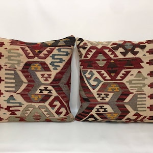 Kilim pillow, Pair pillow, Kilim pillow cover, 20&quot;x20&quot; Pillow cover, Cushion cover, Large pillow, Pillow pair cover, Bohemian kilim pillow