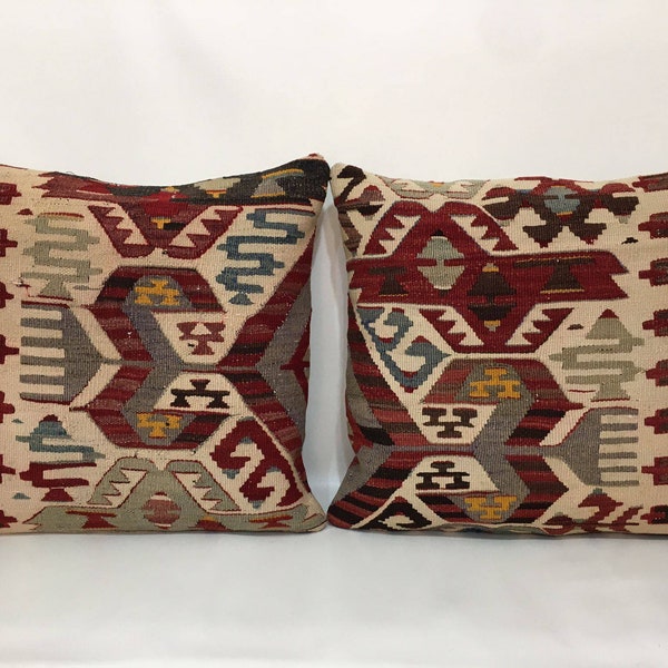 Kilim pillow, Pair pillow, Kilim pillow cover, 20"x20" Pillow cover, Cushion cover, Large pillow, Pillow pair cover, Bohemian kilim pillow