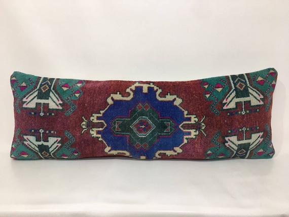 14x40 Large Lumbar Cover Vintage Rug Pillow Turkish Carpet Pillow King Size Pillow Extra Large Pillow Lumbar Handwoven Pillow Cover Etsy