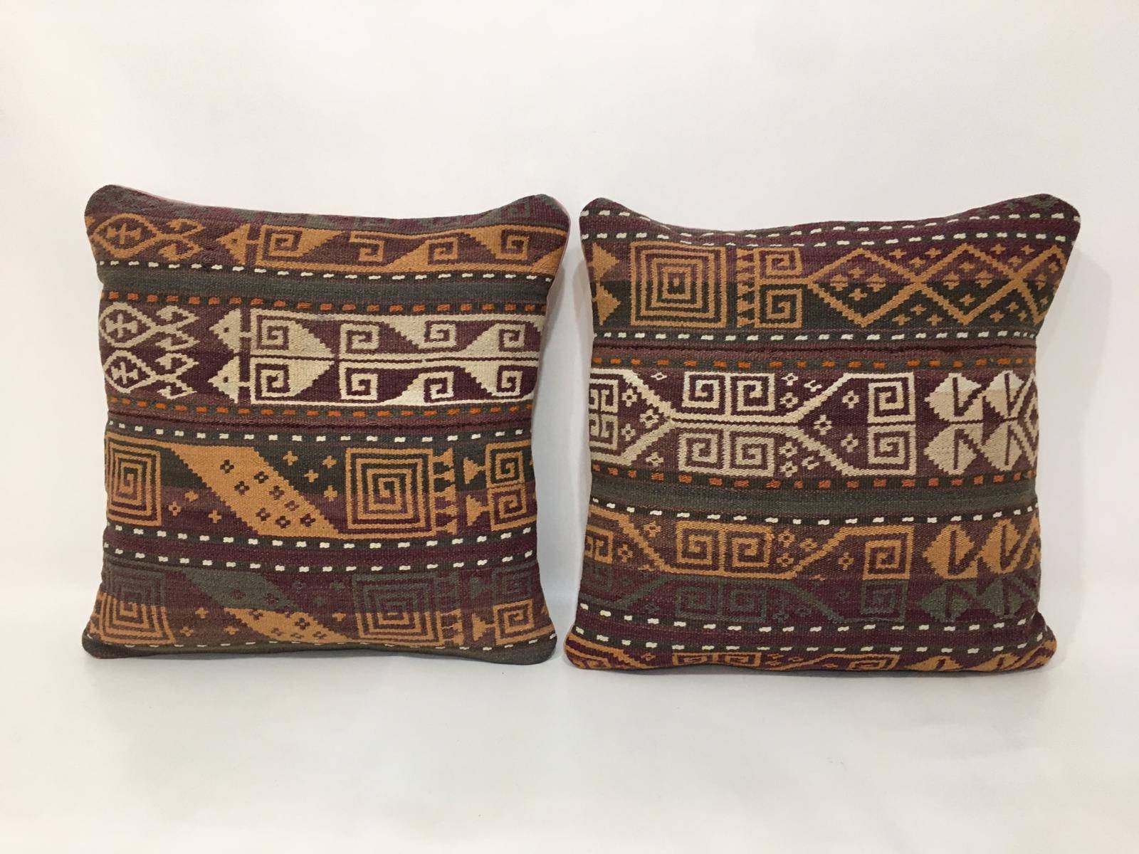 16X16 Pair Kilim Pillow, Pair Pillow, Pillow Case, Decorative Cushion, Christmas Gift, Personalized Gift, Turkey Decor, Southwestern Decor