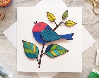 Songbird greetings card with envelope | Blank inside | Needle felted card | Any occasion card | Birthday | Mother's day | Easter