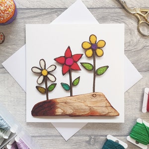 Carte de voeux floral fleurs avec enveloppe | Blanc à l'intérieur | Toute carte d'occasion | Anniversaire | Fête des mères | Pâques