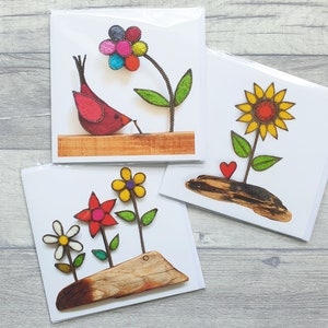 de voeux, paquet mixte Fleurs et oiseaux | Multipack de cartes de voeux | Lot de cartes | avec enveloppes | Blanc à l'intérieur