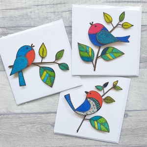 Ensemble mixte de cartes de voeux Oiseaux | Multipack de cartes de voeux | Lot de cartes | avec enveloppes | Blanc à l'intérieur | Anniversaire | Fête des Mères | Pâques