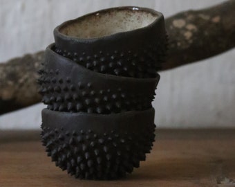 Spiky bowl espresso cup jewelry bowl spice bowl ceramic black brown