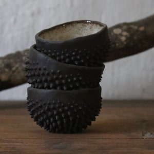 Spiky bowl espresso cup jewelry bowl spice bowl ceramic black brown