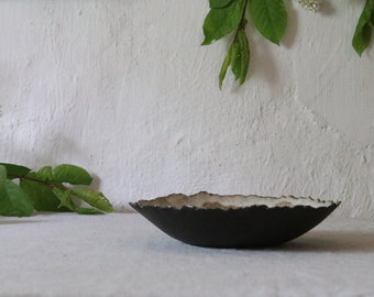 Ceramic bowl pasta bowl fruit bowl black brown rustic pottery