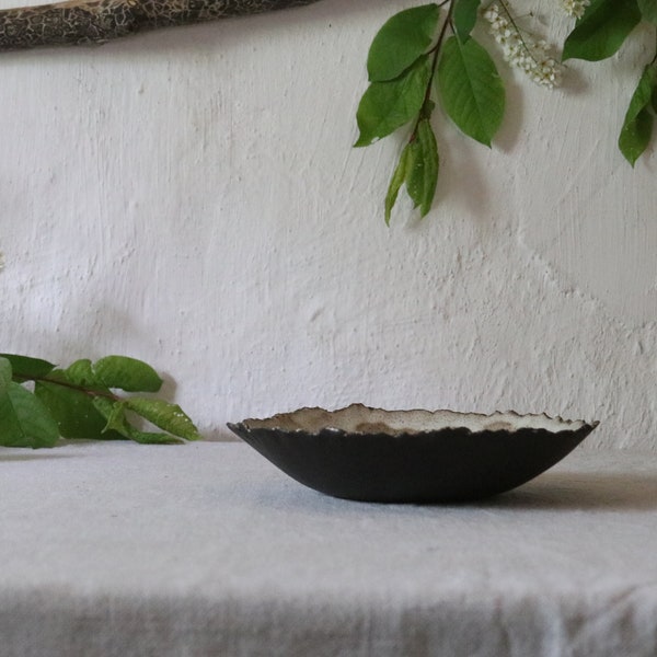 Ceramic bowl pasta bowl fruit bowl black brown rustic pottery