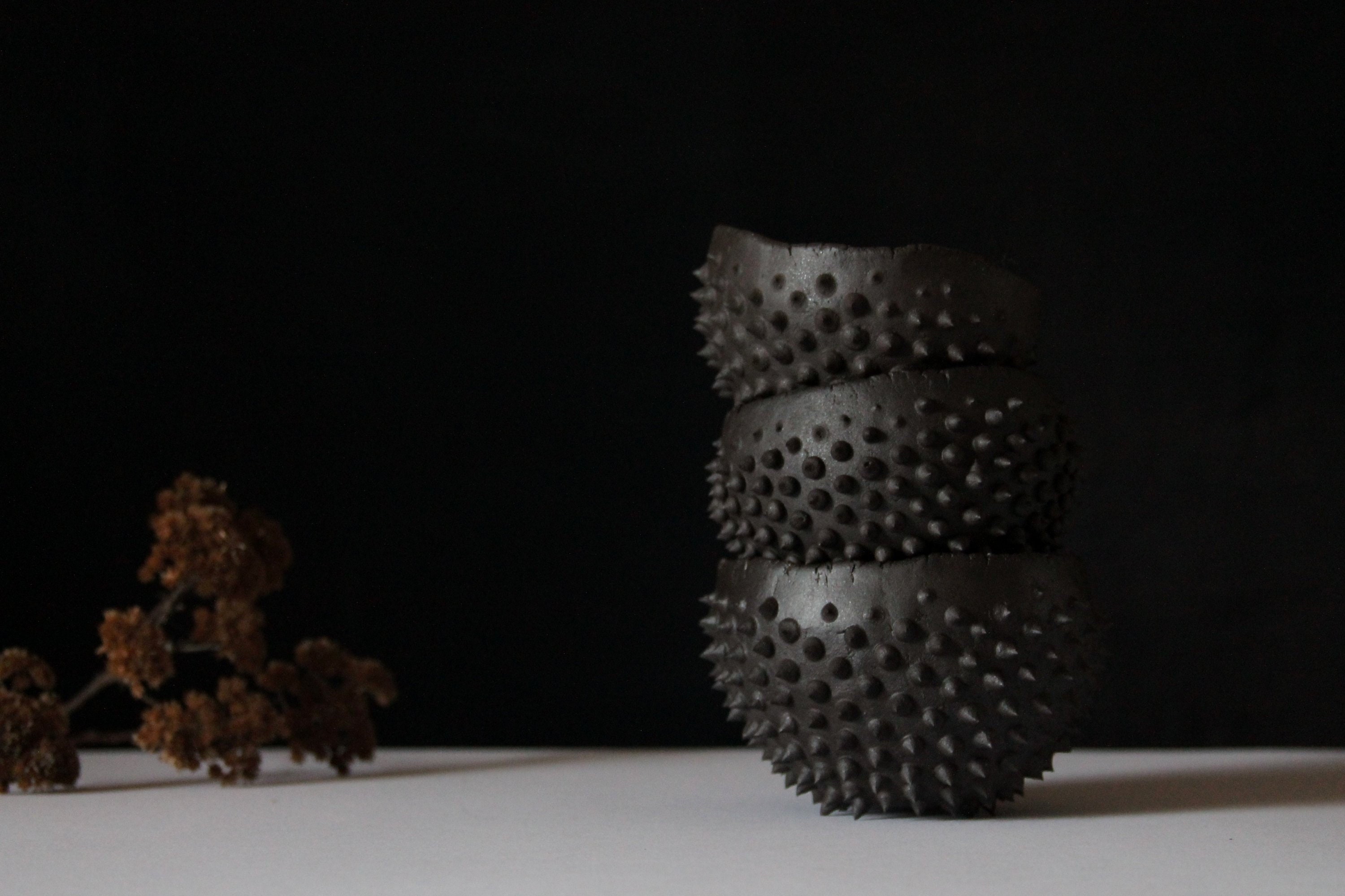 Bol Épineux Tasse à Expresso Bol Bijoux Épices Céramique Noir-Brun Grand