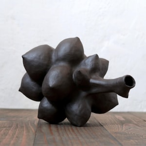Object vase made of black ceramic I organic home decoration I modern art vase I art ceramic sculpture