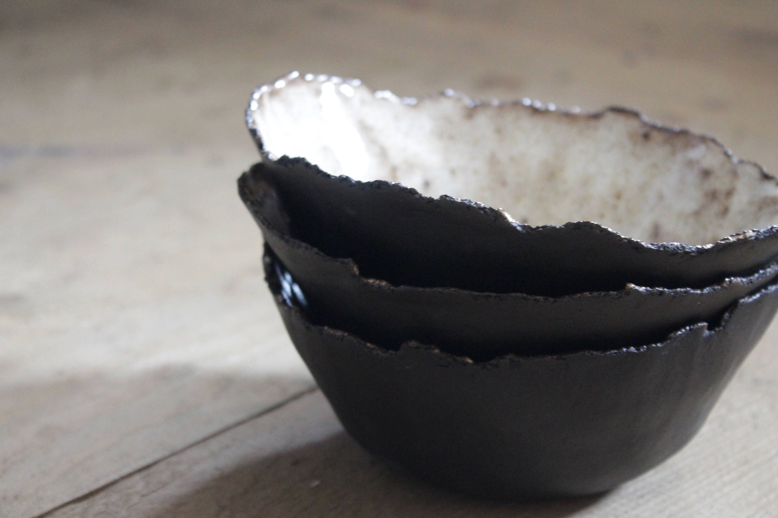 Bol de Muesli en Céramique Rustique Bol Poterie Brun Noir