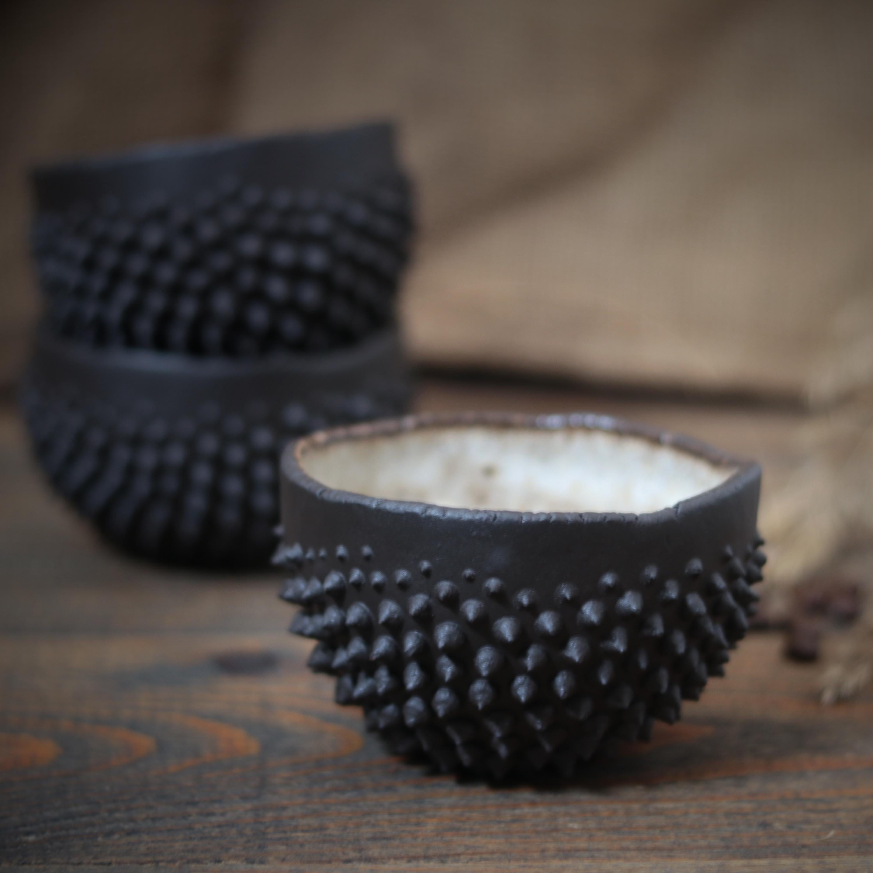 Spiky bowl espresso cup jewelry bowl spice bowl ceramic black-brown