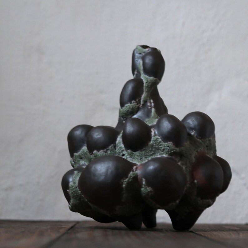 Object Vase Made of Black Ceramic I Organic Home Decoration I Modern