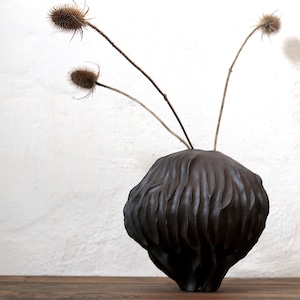 Object vase made of black ceramic I organic home decoration I modern art vase I art ceramic sculpture