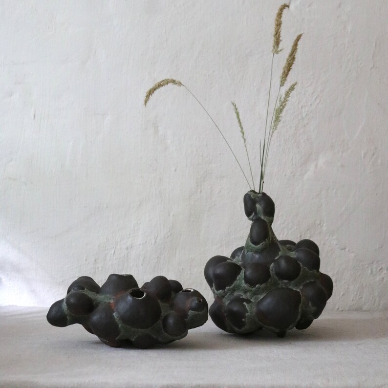Object Vase Made of Black Ceramic I Organic Home Decoration I Modern
