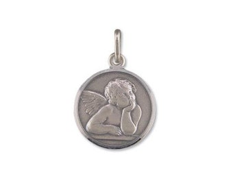 Cherub Medallion Sterling Silver Pendant