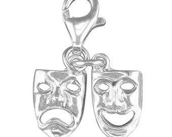 Theatre Masks Sterling Silver Charm