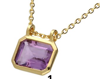 Amethyst Rectangle on a Thin Trace Chain