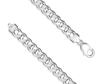 Heavy Large Flat Curb Sterling Silver Chain