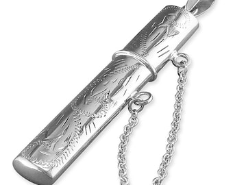 Engraved Sterling Silver Needle Case