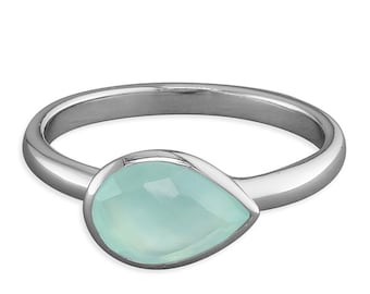 Green Chalcedony Sterling Silver Ring