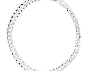 Flat Curb Sterling Silver Necklace & Bracelet