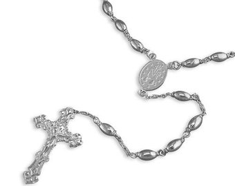 Rosary Style Sterling Silver Necklace