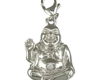 Laughing Buddha for Good Luck Charm in Sterling Silver