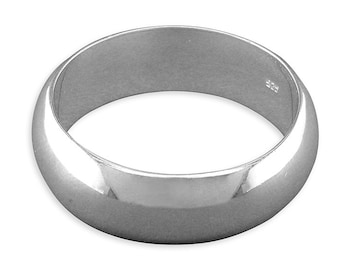 Lourd avec solid D Shape Sterling Silver Wedding Band