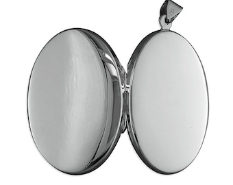 Large Flat Plain Oval Sterling Silver Locket