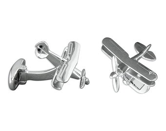 Pitts Special Aeroplane Sterling Silver Cufflinks