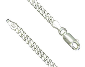 Heavy Diamond Cut Curb Sterling Silver Chain
