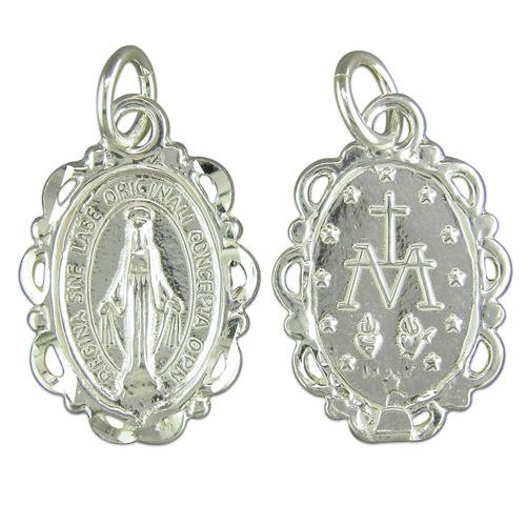 Oval Miraculous Medal Sterling Silver Pendant - Etsy