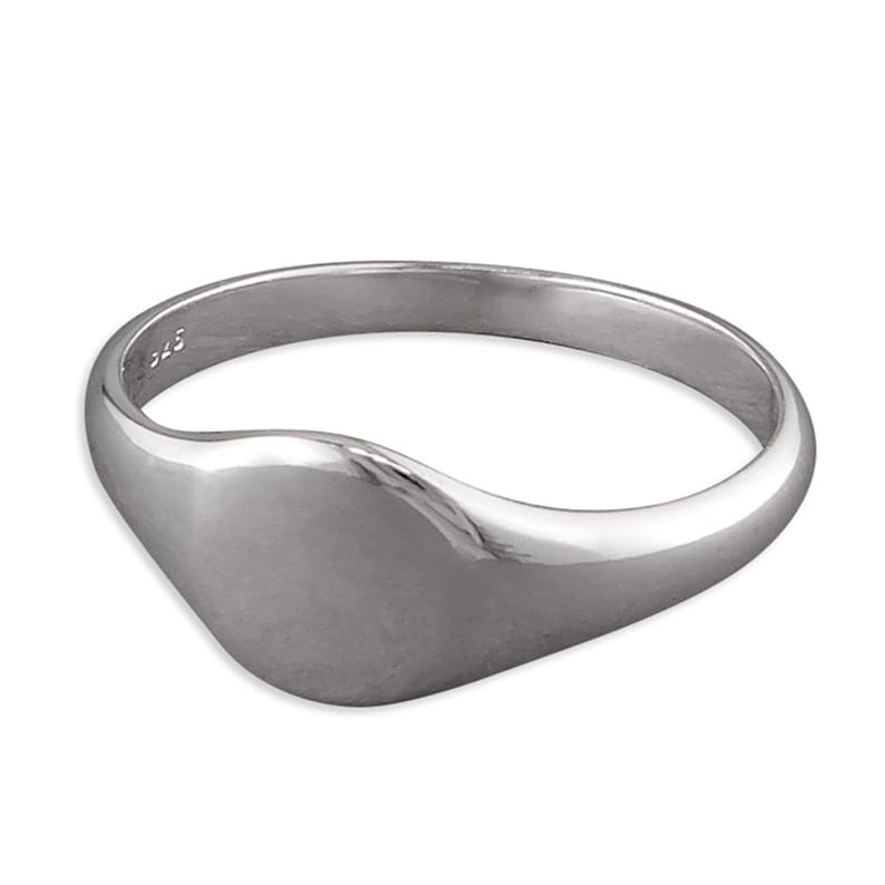 Unisex Classic Small Plain Oval Signet Sterling Silver Ring - Etsy UK