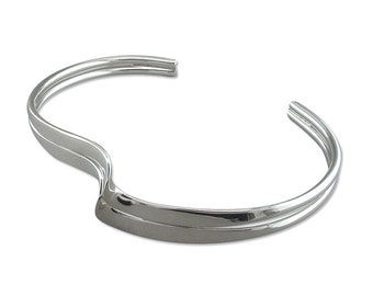 Double Wave Sterling Silver Bangle