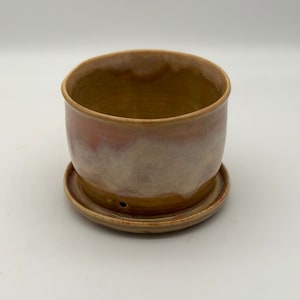 Coral Tinged Wheel Thrown Stoneware Planter