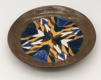 Kaleidoscope Wheel Thrown Stoneware Cheese Plate