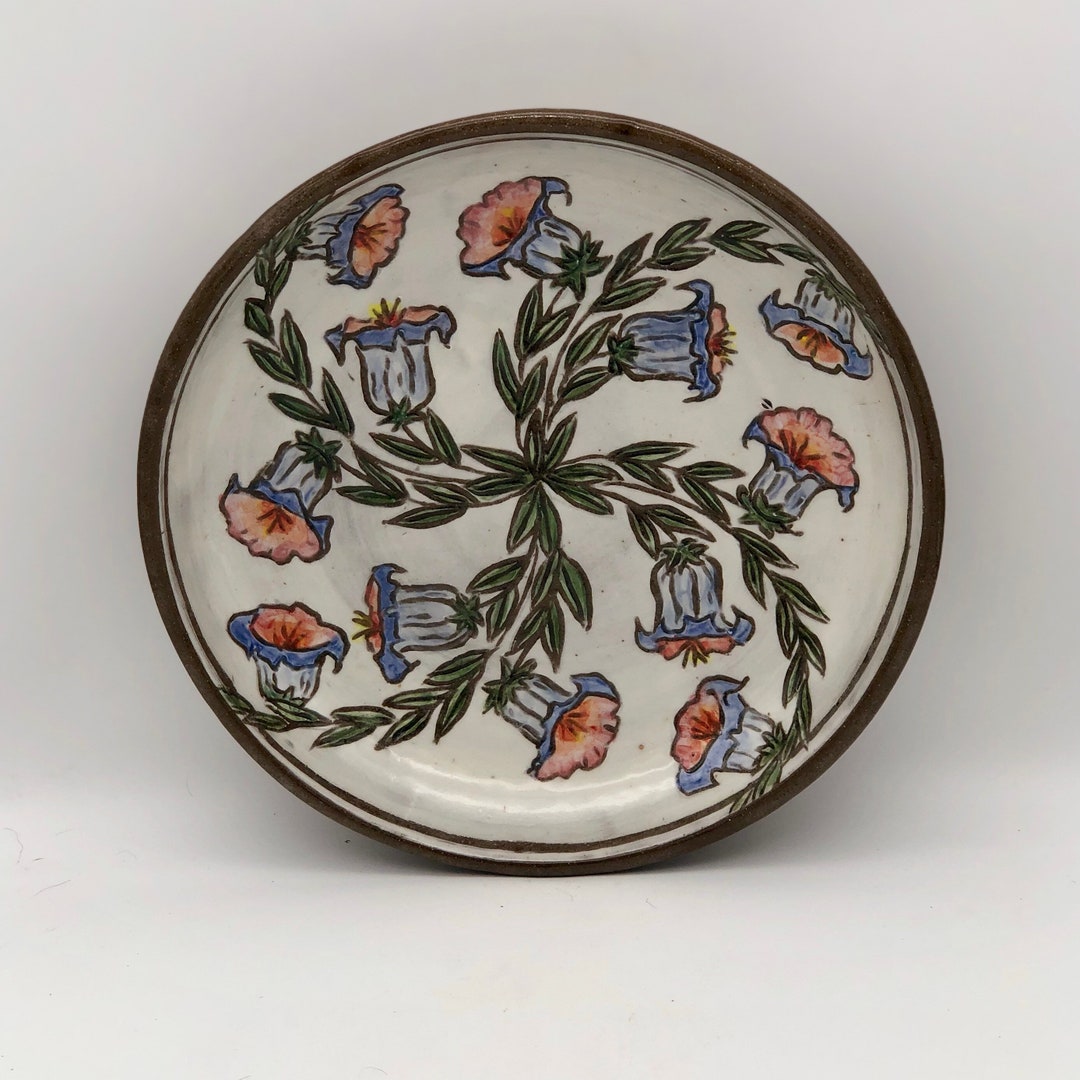 Floral Spiral Wheel Thrown Large Serving Bowl - Etsy