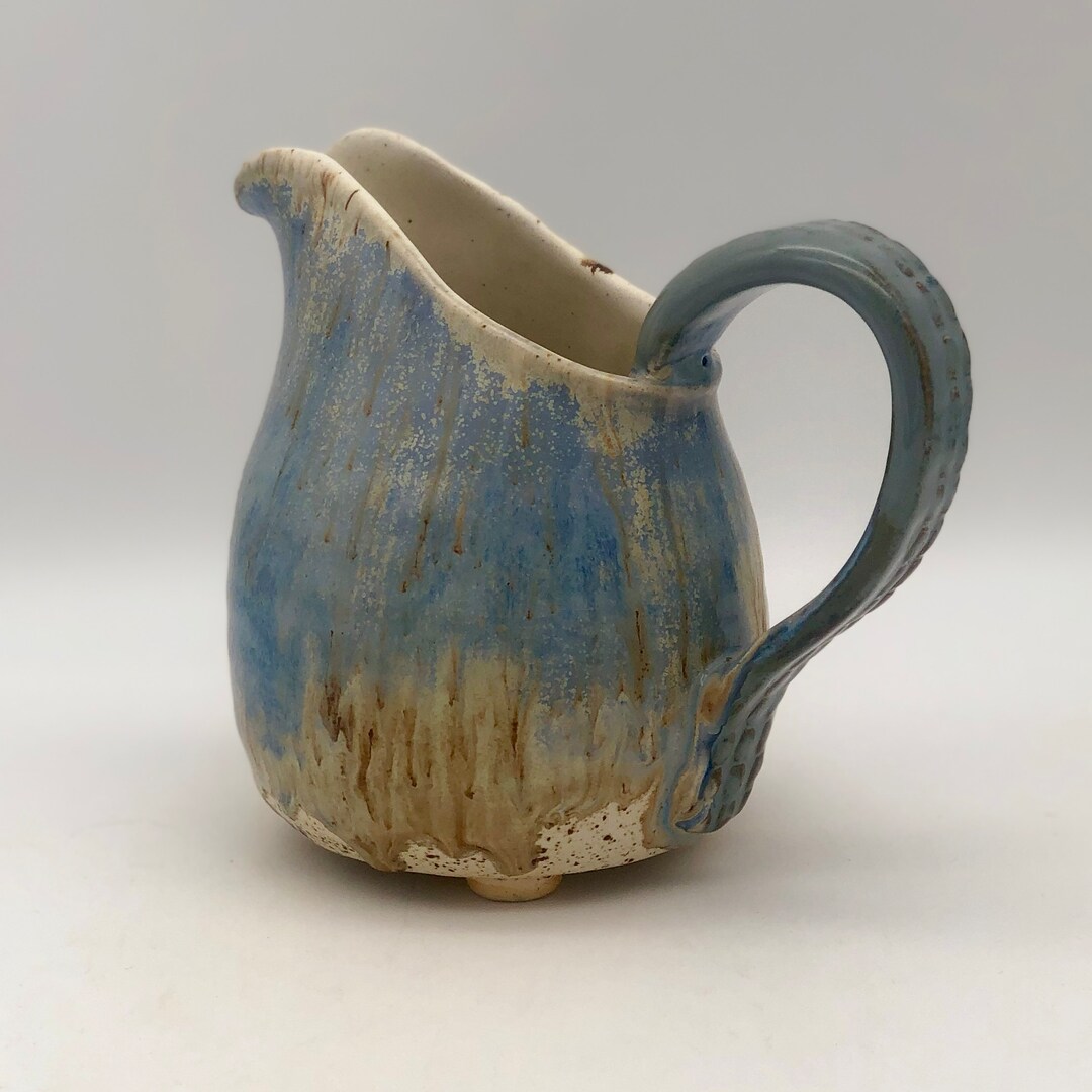 Stonewashed Blue Wheel Thrown Stoneware Sauce and Gravy Pitcher - Etsy