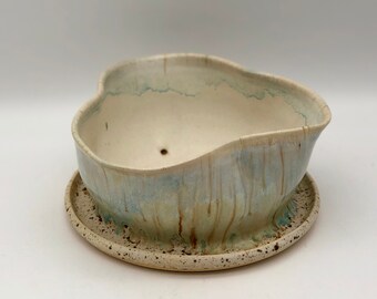 Sandy Blue Altered Wheel Thrown Stoneware Succulent Planter