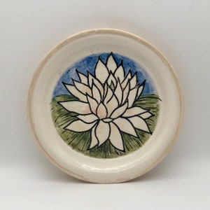 Water Lily Wheel Thrown Stoneware Serving Plate