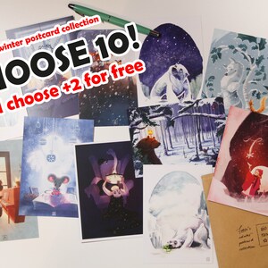 ¡ELIGE 10 + 2 GRATIS! - Colección de postales de invierno de Fabias