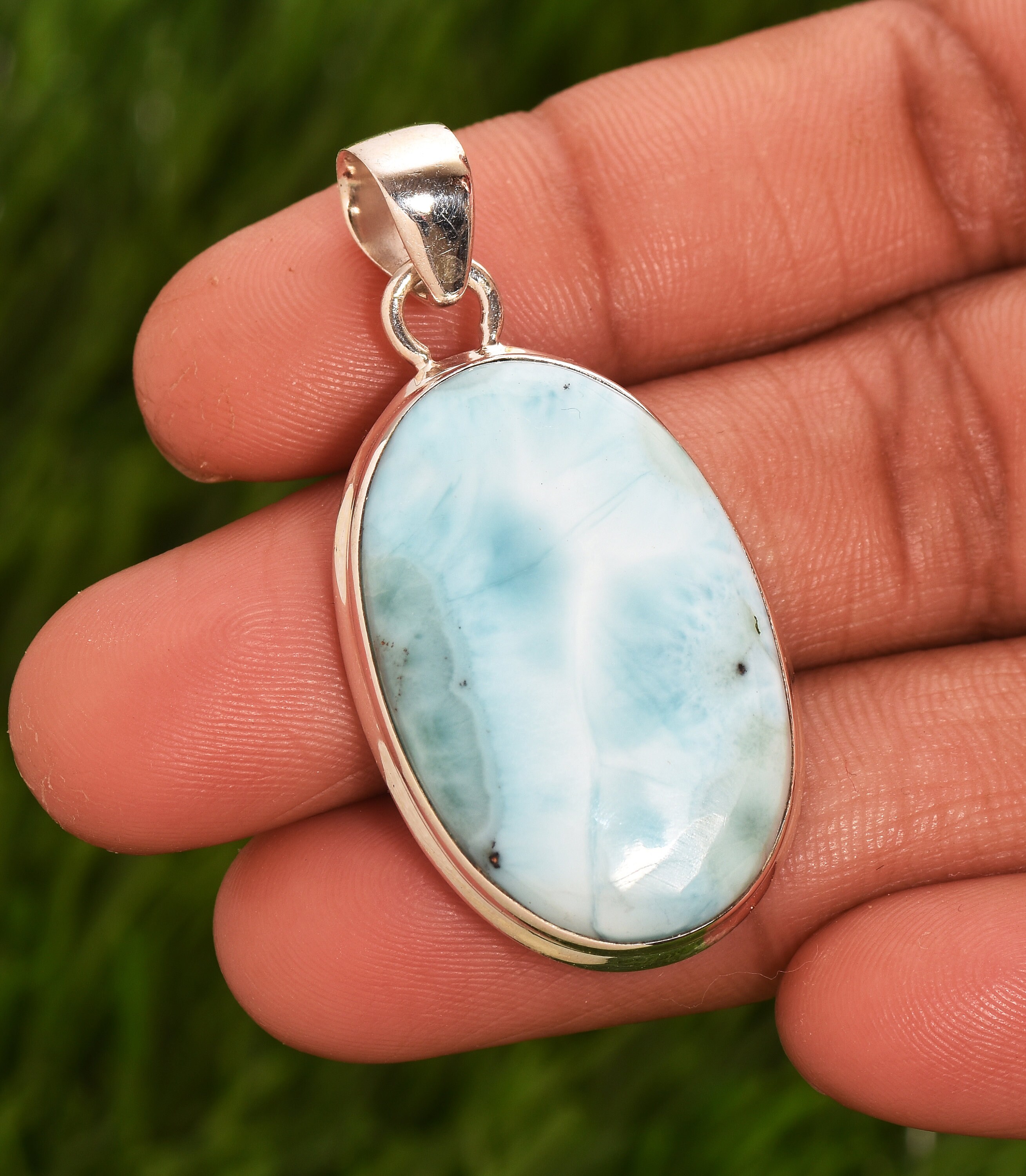 Larimar Pendant Natural Crystal Pendant Sterling 925 Etsy