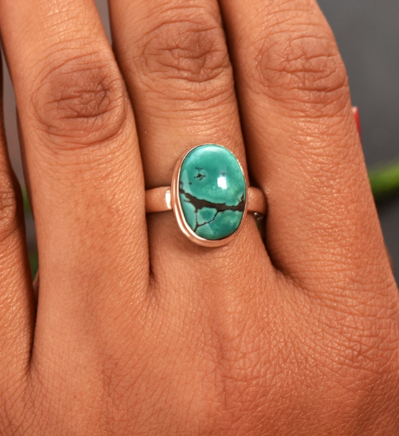 Natural Turquoise Ring \u2022 Natural Handmade Crystal Ring \u2022 Sterling 925 Silver \u2022 Boho Ring \u2022 Natural Gemstone Ring \u2022 Adjustable Ring