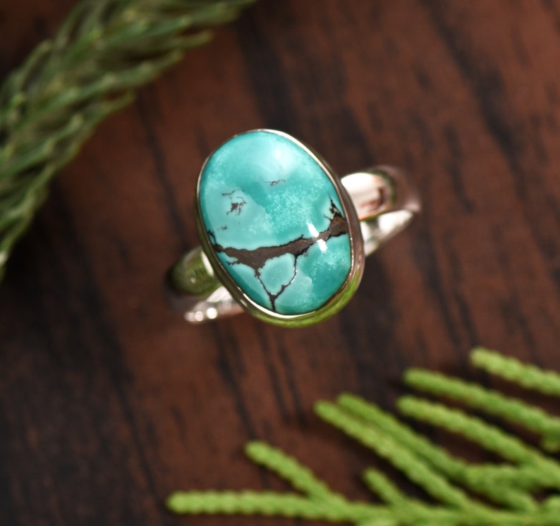 Natural Turquoise Ring \u2022 Natural Handmade Crystal Ring \u2022 Sterling 925 Silver \u2022 Boho Ring \u2022 Natural Gemstone Ring \u2022 Adjustable Ring