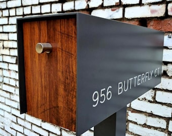 Modern Metallic Mailbox, Modern design, Powder coated aluminum, Post mounted mailbox, Engraved address numbers & St. Includes Post