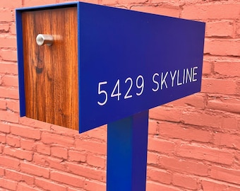 Post Mounted Mailbox with Laser Engraved Address Numbers and St. Includes Post, Powder Coated Aluminum